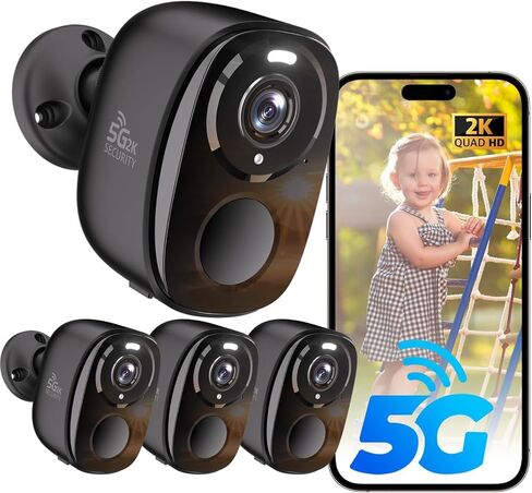 ELECCTV 5G/2.4G WiFi Security Cameras Wireless Outdoor, 2K 5G Security Camera with AI Motion Detection, Color Night Vision, Siren, IP65, 2-Way-Audio, Support Alexa&Google Assistant, Cloud/SD (4) in Kuwait