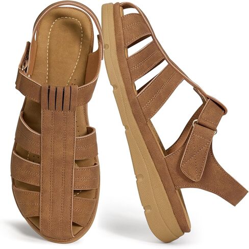Womens Flat Sandals: 2026 Comfortable Summer Closed Toe Shoes Memory Foam Dressy Fisherman Sandal for Walking Casual Vacation in Kuwait