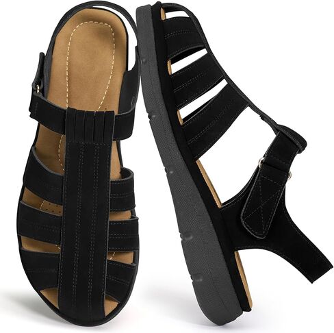 Womens Flat Sandals: 2026 Comfortable Summer Closed Toe Shoes Memory Foam Dressy Fisherman Sandal for Walking Casual Vacation in Saudi Arabia