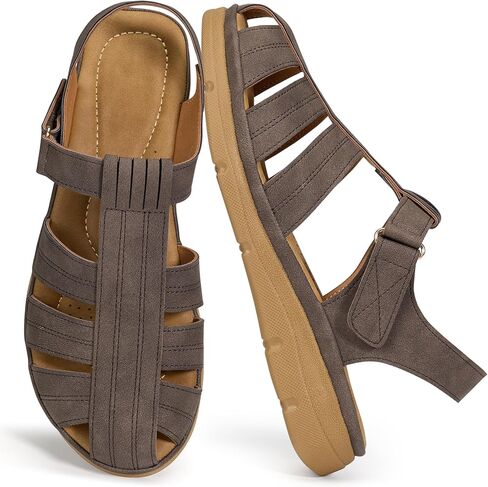 Womens Flat Sandals: 2026 Comfortable Summer Closed Toe Shoes Memory Foam Dressy Fisherman Sandal for Walking Casual Vacation in Saudi Arabia