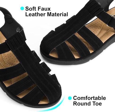 Womens Flat Sandals: 2026 Comfortable Summer Closed Toe Shoes Memory Foam Dressy Fisherman Sandal for Walking Casual Vacation in Saudi Arabia
