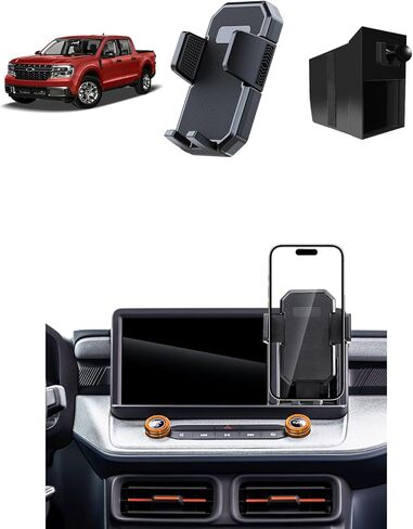 حامل هاتف السيارة PZK لملحقات Ford Maverick 2022 2023 2024 مع شاحن لاسلكي سريع 15 وات مغناطيسي قوي، حامل هاتف السيارة Magsafe مع صندوق تخزين صغير، حامل لوحة القيادة، دوران 360 درجة in Kuwait