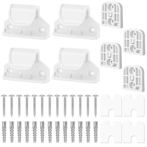 2 Set Retractable Baby Safety Gate Replacement Parts Kit, White Baby Safety Stair Gate Hardware Extension Set with 4 Hook Latches 4 Brackets 26 Screws 26 Expansion Tubes in Kuwait