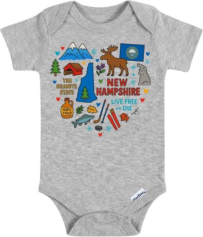 New Hampshire Onesie for Boys and Girls, New Hampshire New Baby Gift – Granite State Baby Bodysuit in Kuwait