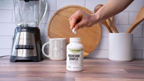 NutraBio Reacted Magnesium Supplement - Muscle Relaxation - Bone Formation - 120 Vegetable Capsules, 200mg per Serving in Saudi Arabia