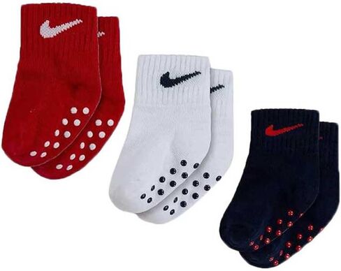 Nike Pack of 3 Swoosh Infants Non Slip White/Red/Navy Ankle Socks in Saudi Arabia