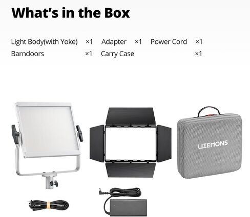 Godox Litemons LP600Bi Bi-Color LED Light Panel W/APP Control,60W Studio Photography Lighting W/Barndoor,2800K -6500K,FX Modes/360°Rotatable/CRI 96+ TLCI 96+ with Barndoor，Carry case in Kuwait