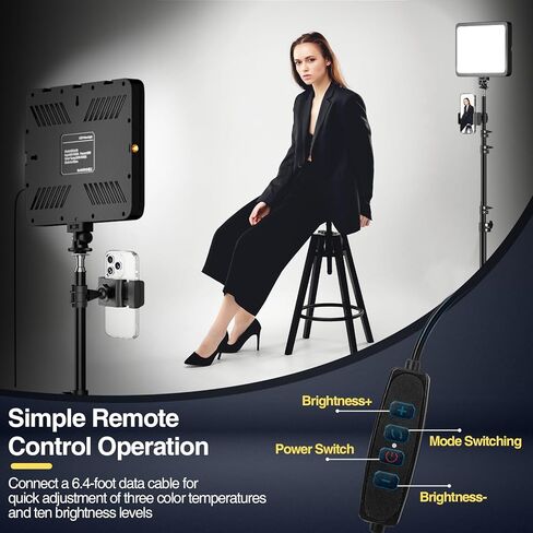 LED Video Light Kit, 2800-7000K Dimmable Studio Lighting with Tripod Stand & Phone Holder, 73" Adjustable Height for Video Recording, Live Streaming, YouTube, Photography，2-Pack in Kuwait