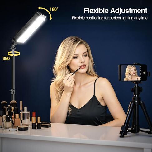LED Video Light Kit, 2800-7000K Dimmable Studio Lighting with Tripod Stand & Phone Holder, 73" Adjustable Height for Video Recording, Live Streaming, YouTube, Photography，2-Pack in Kuwait