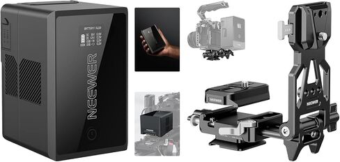 NEEWER PS150E V Mount Battery with OLED Screen for Camera Camcorder Monitor Video Light + PS015 PRO Foldable Lightweight V Lock Battery Plate with Arca Type QR Plate Compatible with DJI RS4 RS3 Gimbal in Kuwait