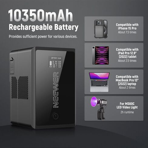 NEEWER PS150E V Mount Battery with OLED Screen for Camera Camcorder Monitor Video Light + PS015 PRO Foldable Lightweight V Lock Battery Plate with Arca Type QR Plate Compatible with DJI RS4 RS3 Gimbal in Kuwait