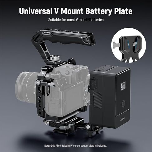 NEEWER PS150E V Mount Battery with OLED Screen for Camera Camcorder Monitor Video Light + PS015 PRO Foldable Lightweight V Lock Battery Plate with Arca Type QR Plate Compatible with DJI RS4 RS3 Gimbal in Kuwait