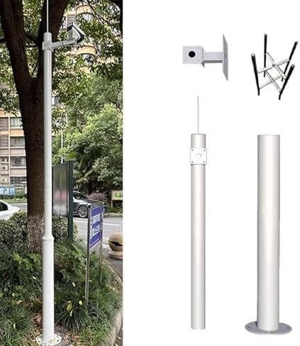 Outdoor Security Camera Pole with Ground Stake, 8.2ft Solar Panel Mount, Durable Weather-Resistant Stand for Surveillance Cameras - Ideal for Outdoor Security Solutions in Saudi Arabia