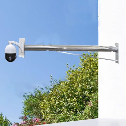 Stainless Steel Corner Security Camera Pole, 1.0m Outdoor Surveillance Tube for Roof Inspection & Traffic Monitoring, Durable White Design for Backyard Use in Kuwait