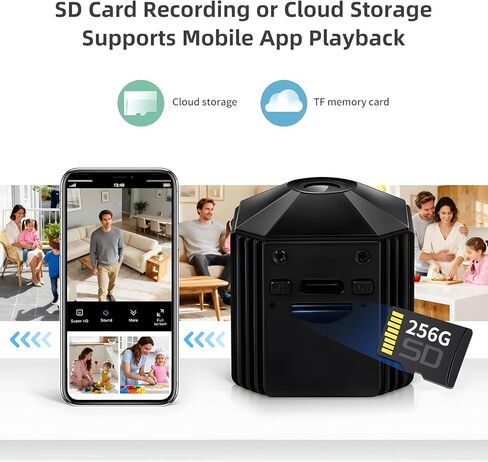 كاميرا مخفية ELEFOCUS 4K، كاميرا تجسس صغيرة لاسلكية لأمن المنزل، كاميرا مربية داخلية صغيرة مع رؤية ليلية وكشف الحركة، كاميرا WiFi سرية للحيوانات الأليفة / الطفل، Camaras Espias Ocultas، أسود in Kuwait