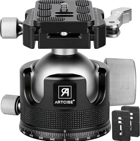 ARTCISE KB55F 55mm Low Profile Ball Head, Lever Release Panoramic Tripod Head, CNC Aluminum, Three Arca Swiss Quick Release Plate, Heavy Duty Camera Mount Max Load 40kg/88lbs in Kuwait