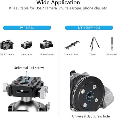 ARTCISE KB55F 55mm Low Profile Ball Head, Lever Release Panoramic Tripod Head, CNC Aluminum, Three Arca Swiss Quick Release Plate, Heavy Duty Camera Mount Max Load 40kg/88lbs in Kuwait