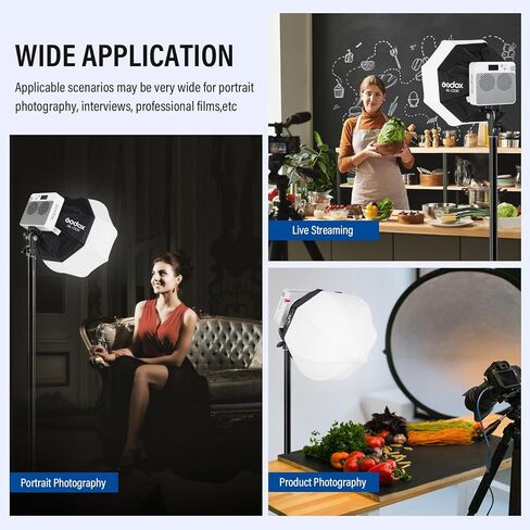 Godox ML-CS30 Lantern Softbox Softbox for Godox ML100R ML100BI ML60IIBI ML60 Led Video Light Softbox for AD300PRO AD300PROII AD400PRO AD400PROII in Kuwait