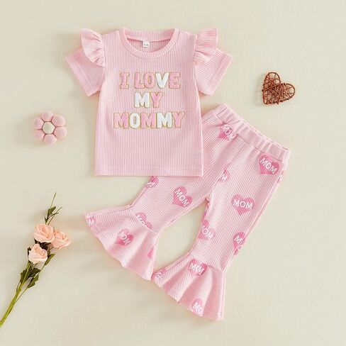 Toddler Girl Summer Outfit Strawberry Short Sleeve T-Shirts Flared Pants Little Girl Clothes 6-24 Months in Saudi Arabia