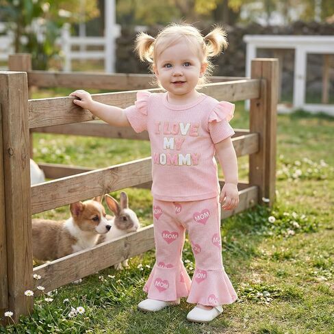 Toddler Girl Summer Outfit Strawberry Short Sleeve T-Shirts Flared Pants Little Girl Clothes 6-24 Months in Saudi Arabia