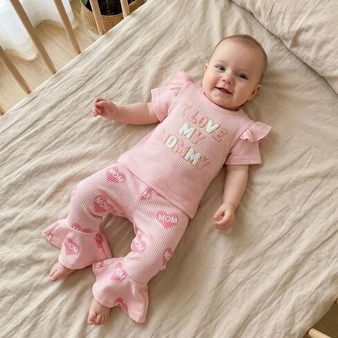 Toddler Girl Summer Outfit Strawberry Short Sleeve T-Shirts Flared Pants Little Girl Clothes 6-24 Months in Saudi Arabia