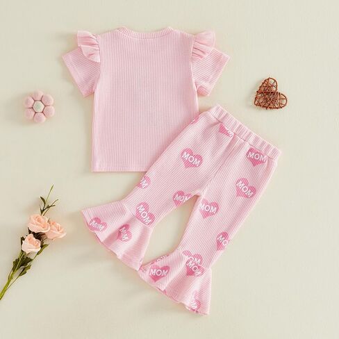 Toddler Girl Summer Outfit Strawberry Short Sleeve T-Shirts Flared Pants Little Girl Clothes 6-24 Months in Saudi Arabia