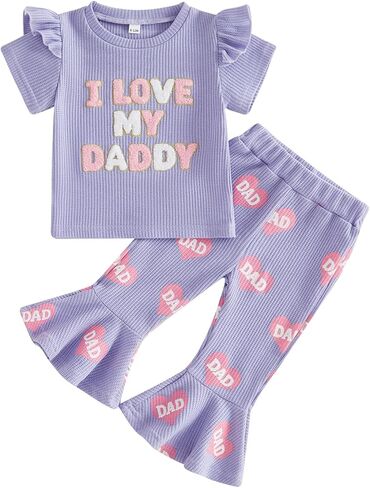 Toddler Girl Summer Outfit Strawberry Short Sleeve T-Shirts Flared Pants Little Girl Clothes 6-24 Months in Saudi Arabia