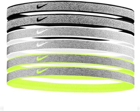 Nike Heathered Headbands 6PK Black/White/Volt OSFM in Saudi Arabia