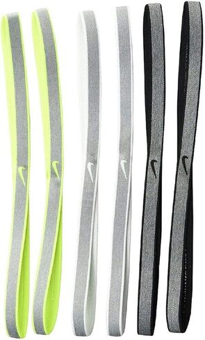 Nike Heathered Headbands 6PK Black/White/Volt OSFM in Saudi Arabia