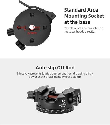 Sunwayfoto PC-58LP 58mm Lever/Panning 360° Clamp Compatible with Arca/Picatinny in Kuwait