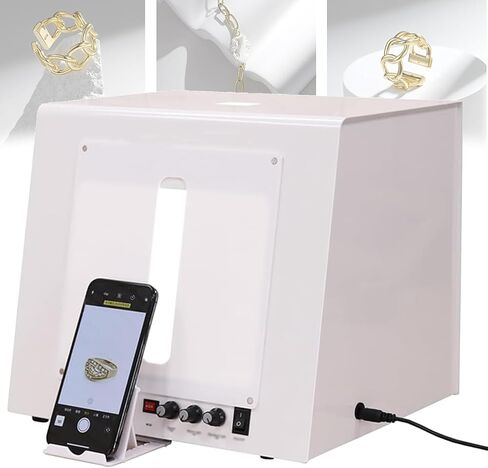 Photo Studio Shooting Tent Photography Light Box,w/Speed-Adjustable Electric Turntable,3000-5500k Adjustable Brightness LED Lights,Removable Black Background (30cm) in Kuwait