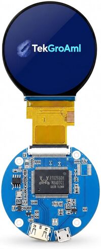 شاشة TekGroAml صغيرة محمولة IPS LCD مستديرة، شاشة عرض دائرية 2.1 بوصة 480 × 480 ولوحة تحكم Micro HDMI in Kuwait