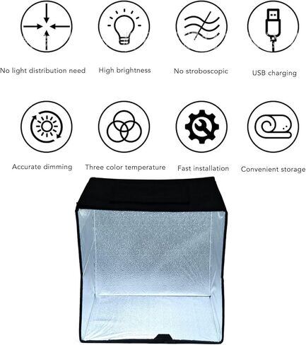 Photo Studio Box 40cm/15.7in - Foldable USB Photography Light Tent with 6 Background Plates for in Kuwait