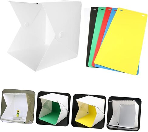 Healeved Mini Portable Photo Box LED Lighting Cube Tent with Adjustable Brightness and 6-Color Backdrops for Product Photography Studio (30cm) in Kuwait