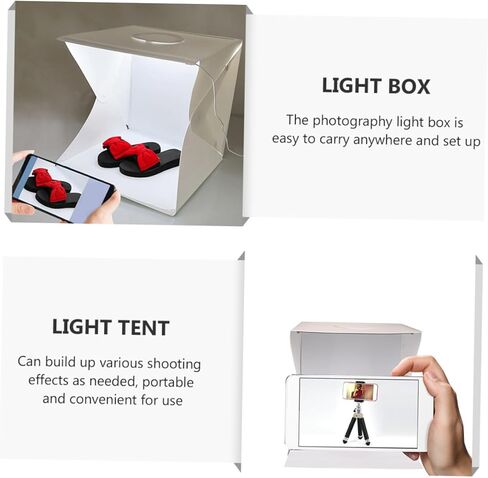 صندوق إضاءة الصور المحمول القابل للطي من PRETYZOOM مع مصابيح LED وخلفيات سوداء وبيضاء خيمة تصوير مقاس 30 سم لتصوير المنتجات والتصوير الفوتوغرافي في الاستوديو in Kuwait