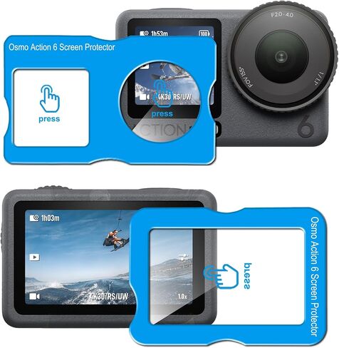 for DJI Osmo Action 6 screen protector Tempered Glass flim ＆Camera Lens Protector Tempered Glass,High Definition Clear,Case Friendly,Anti-Scratch(1+1+1 pack) in Kuwait