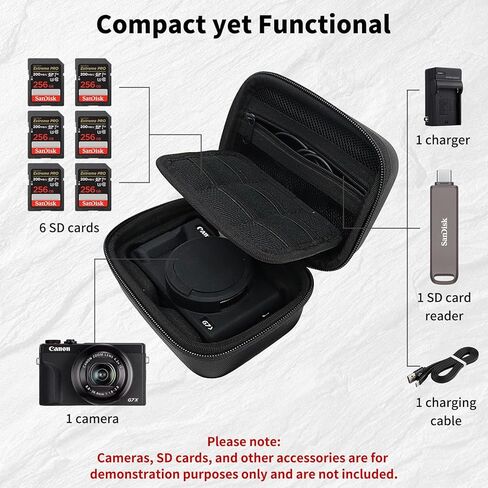 Rieibi Accessories for Canon PowerShot G7X Mark III Digital Camera, Including G7X iii Hard Case, Silicone Case and 2 Screen Protectors for Canon G7X Mark iii (Black in Kuwait