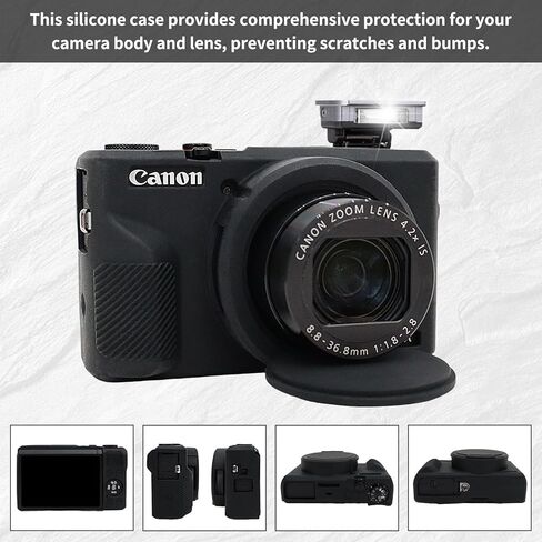 Rieibi Accessories for Canon PowerShot G7X Mark III Digital Camera, Including G7X iii Hard Case, Silicone Case and 2 Screen Protectors for Canon G7X Mark iii (Black in Kuwait