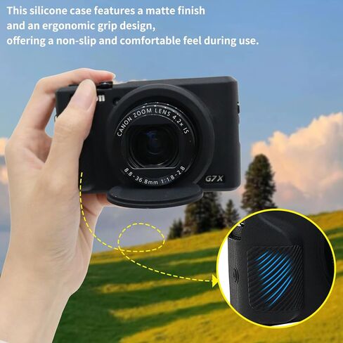 Rieibi Accessories for Canon PowerShot G7X Mark III Digital Camera, Including G7X iii Hard Case, Silicone Case and 2 Screen Protectors for Canon G7X Mark iii (Black in Kuwait