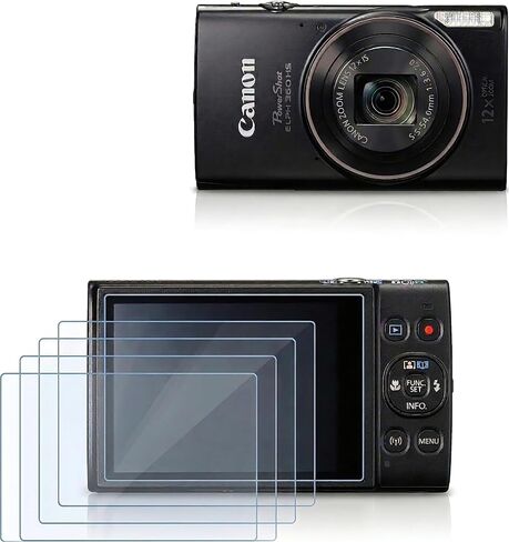 مجموعة من 4 قطع من Seltureone لواقي الشاشة Canon PowerShot ELPH 360 HS/IXY 650، واقي شاشة فائق الوضوح مضاد للخدش من الزجاج المقسى لـ Canon PowerShot ELPH 360 HS/IXY 650 in Kuwait