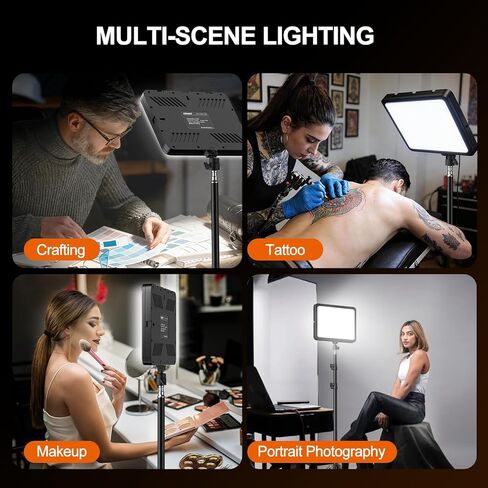 طقم إضاءة فيديو LED من EMART، مصابيح استوديو 35 وات مع سلك طاقة 11.5 قدم، إضاءة تصوير فوتوغرافي قابلة للتعتيم 2800-7000 كلفن، حامل ثلاثي القوائم قابل للتعديل 46-73 بوصة ليوتيوب/تيك توك/التسجيل، عبوتان in Kuwait