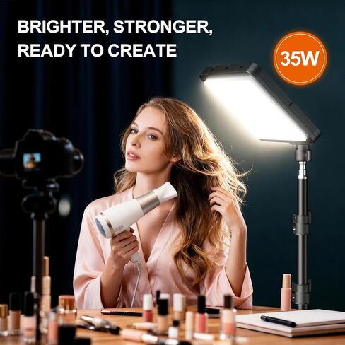 EMART LED Video Light Kit, 35W Studio Lights with 11.5ft Power Cord, 2800-7000K Dimmable Photography Lighting, Adjustable Tripod Stand 46-73in for YouTube/TikTok/Recording, 2-Pack in Saudi Arabia