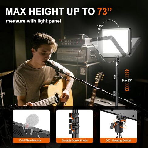 EMART LED Video Light Kit, 35W Studio Lights with 11.5ft Power Cord, 2800-7000K Dimmable Photography Lighting, Adjustable Tripod Stand 46-73in for YouTube/TikTok/Recording, 2-Pack in Saudi Arabia