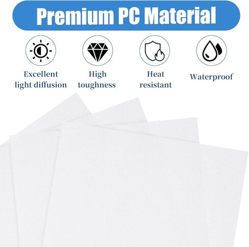 4 قطع من ناشر ضوء LED، 11.8x11.8x0.039 بوصة، ورقة غطاء نشر لوحة إضاءة PC، طبقة تعتيم LED مضادة للوهج لتنعيم ضوء السقف، إضاءة سفلية LED، لوحة LED كشاف، ضوء المسار in Kuwait