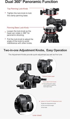 SUNWAYFOTO GH-PRO II+ رأس حامل ثلاثي مُجهز مع مشبك GC-1 مُجهز بزاوية 360 درجة وقاعدة تحريك متوافقة مع Arca in Kuwait