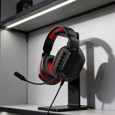 Gaming Headset for PS5/PS4, Xbox Series X|S/Xbox One, Switch, Lightweight, Clear Unidirectional Mic, Soft Memory Earmuffs, 3.5mm Jack for Gaming & Work,Red in Saudi Arabia