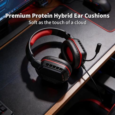 Gaming Headset for PS5/PS4, Xbox Series X|S/Xbox One, Switch, Lightweight, Clear Unidirectional Mic, Soft Memory Earmuffs, 3.5mm Jack for Gaming & Work,Red in Saudi Arabia