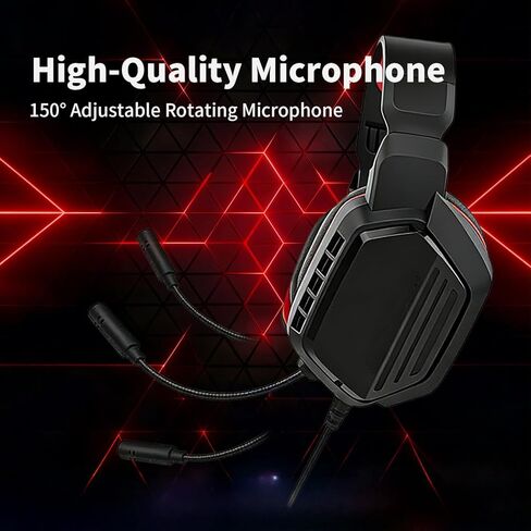 Gaming Headset for PS5/PS4, Xbox Series X|S/Xbox One, Switch, Lightweight, Clear Unidirectional Mic, Soft Memory Earmuffs, 3.5mm Jack for Gaming & Work,Red in Saudi Arabia