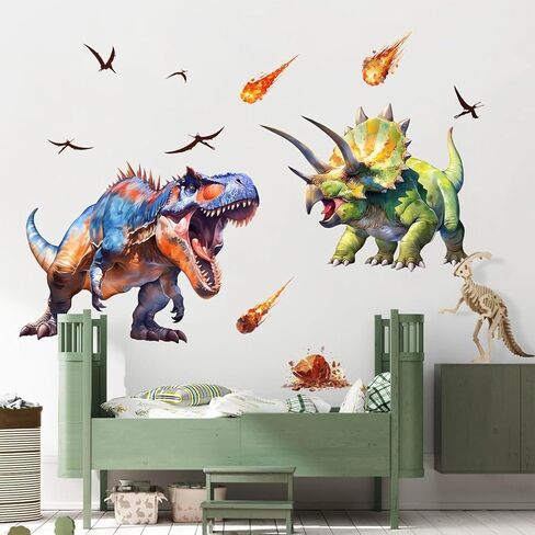 Large Dinosaur Wall Decals Dino Wall Stickers Peel and Stick Wall Art Decals for Boys Room Baby Nursery Kids Bedroom Wall Decor Art (Green 1) in Saudi Arabia