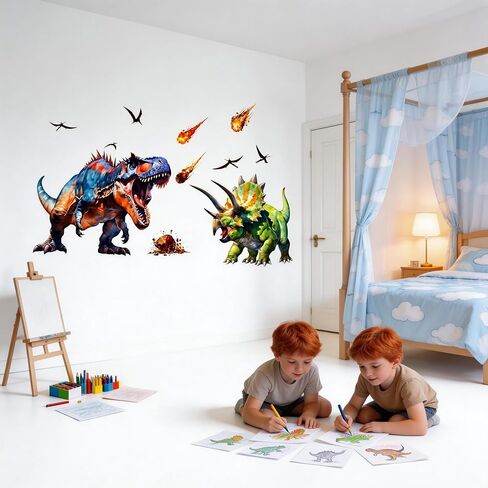 Large Dinosaur Wall Decals Dino Wall Stickers Peel and Stick Wall Art Decals for Boys Room Baby Nursery Kids Bedroom Wall Decor Art (Green 1) in Saudi Arabia